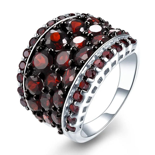 Sterling Silver Garnet Ring 5.5ct Vintage Classic Style Fine Jewelry-Lucid Fantasy