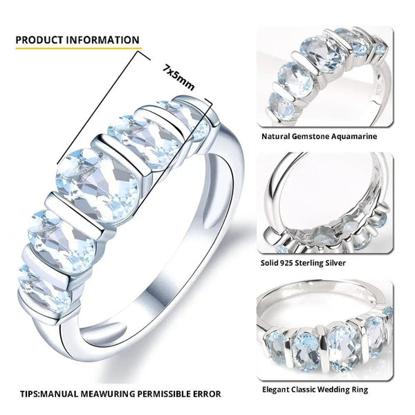 Sterling Silver Ring 925 Jewelry Aquamarine Gemstone 1.9ct Fine Jewelry-Lucid Fantasy