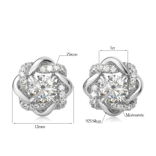 Sterling Silver Vintage Style Interwoven Halo 2 Ct. Moissanite Stud Earrings