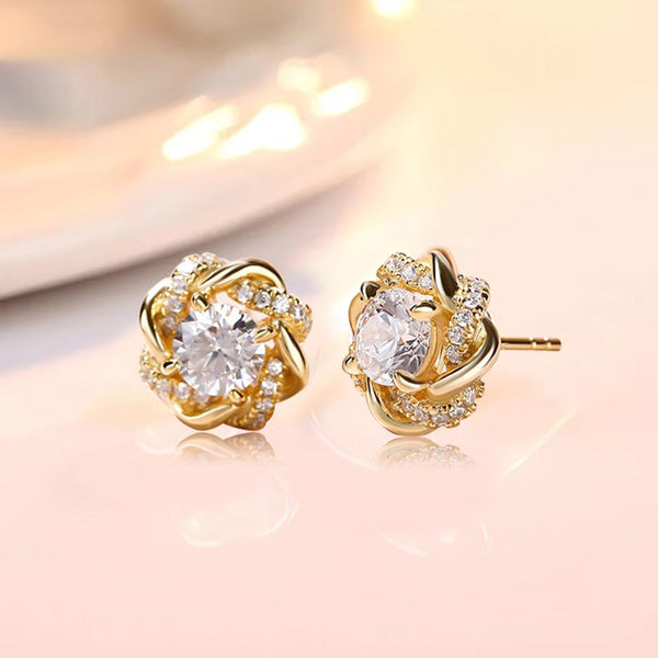 Sterling Silver Vintage Style Interwoven Halo 2 Ct. Moissanite Stud Earrings