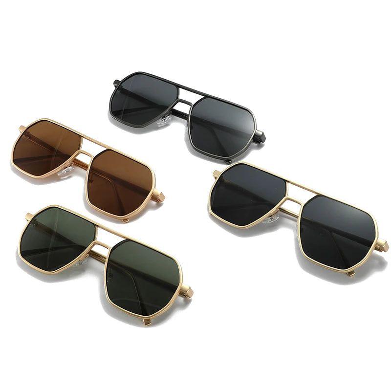 Stylish Alloy Double Bridge Polygonal Square Sunglasses with UV400 Protection - Lucid Fantasy 