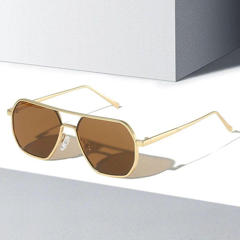 Stylish Alloy Double Bridge Polygonal Square Sunglasses with UV400 Protection - Lucid Fantasy 