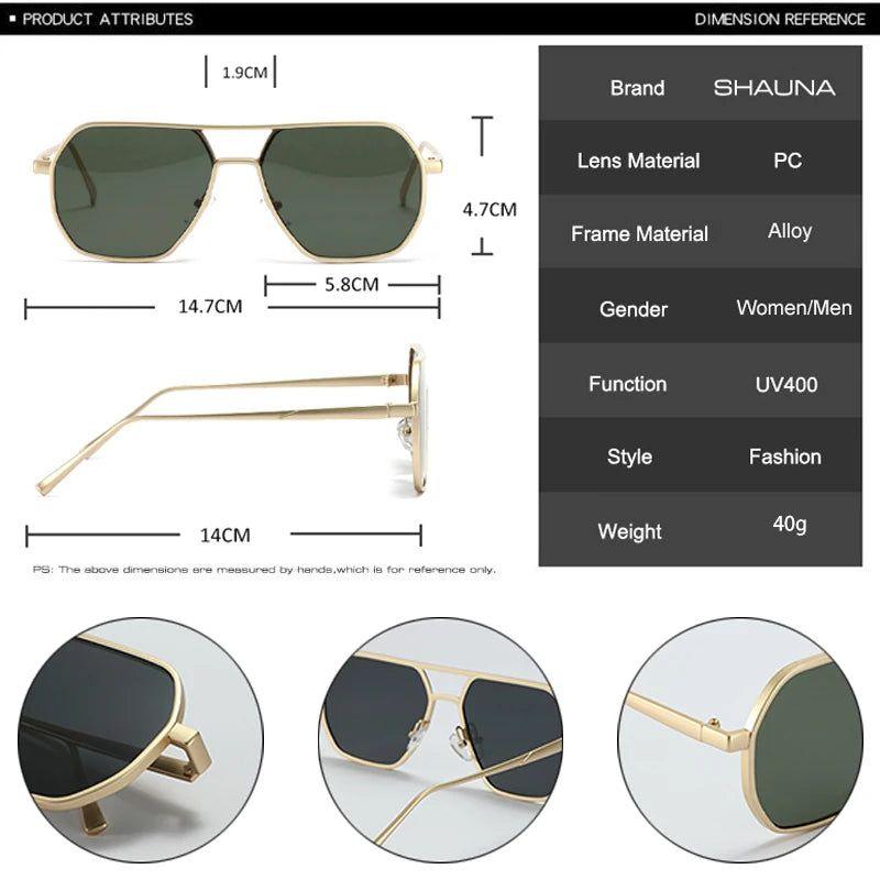 Stylish Alloy Double Bridge Polygonal Square Sunglasses with UV400 Protection - Lucid Fantasy 