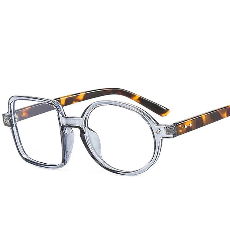 Stylish Asymmetric Frame Retro Square Round Glasses with Clear Lenses and Spring Hinge - Lucid Fantasy 