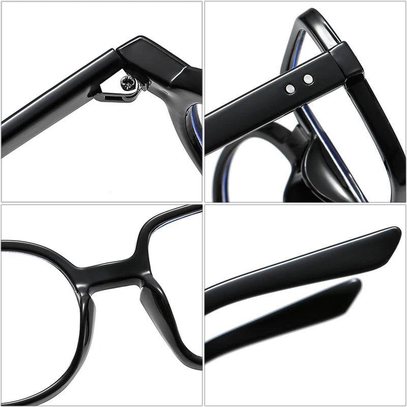 Stylish Asymmetric Frame Retro Square Round Glasses with Clear Lenses and Spring Hinge - Lucid Fantasy 