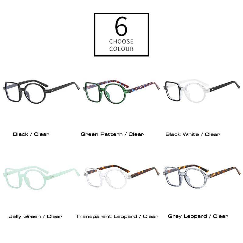 Stylish Asymmetric Frame Retro Square Round Glasses with Clear Lenses and Spring Hinge - Lucid Fantasy 