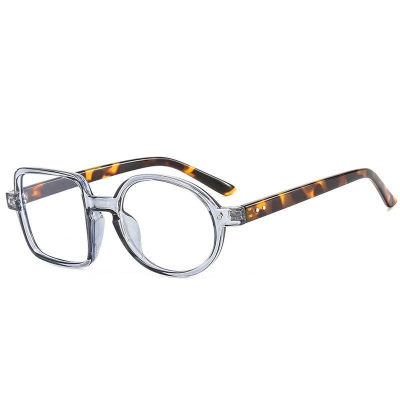 Stylish Asymmetric Frame Retro Square Round Glasses with Clear Lenses and Spring Hinge - Lucid Fantasy 