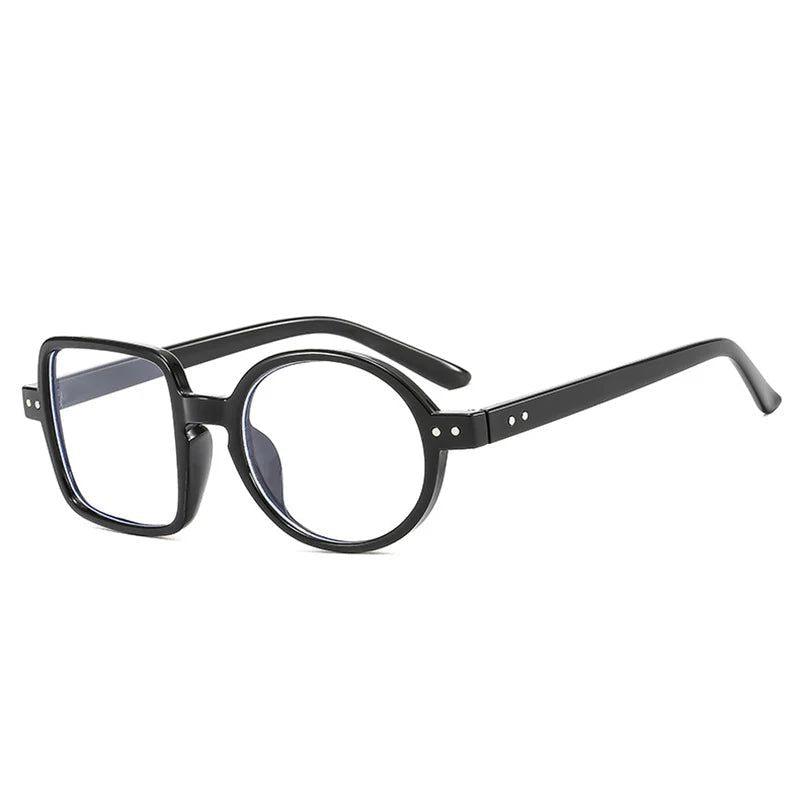 Stylish Asymmetric Frame Retro Square Round Glasses with Clear Lenses and Spring Hinge - Lucid Fantasy 