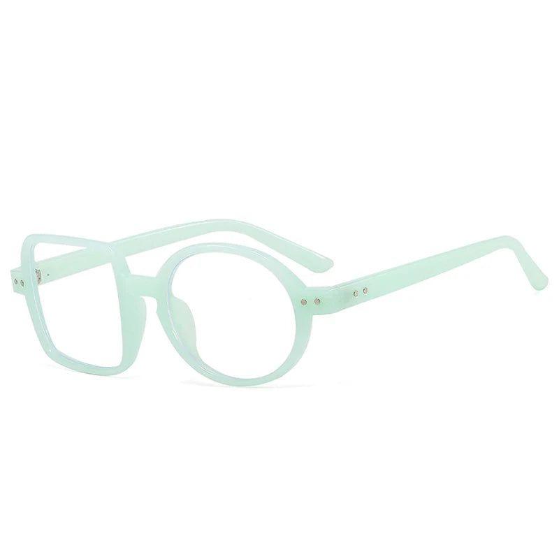 Stylish Asymmetric Frame Retro Square Round Glasses with Clear Lenses and Spring Hinge - Lucid Fantasy 