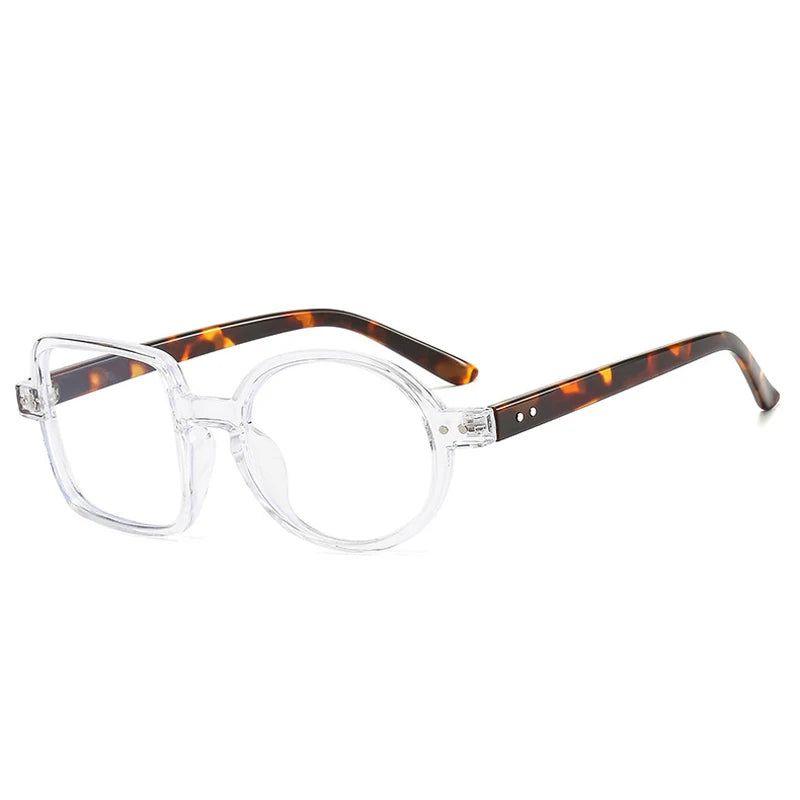 Stylish Asymmetric Frame Retro Square Round Glasses with Clear Lenses and Spring Hinge - Lucid Fantasy 