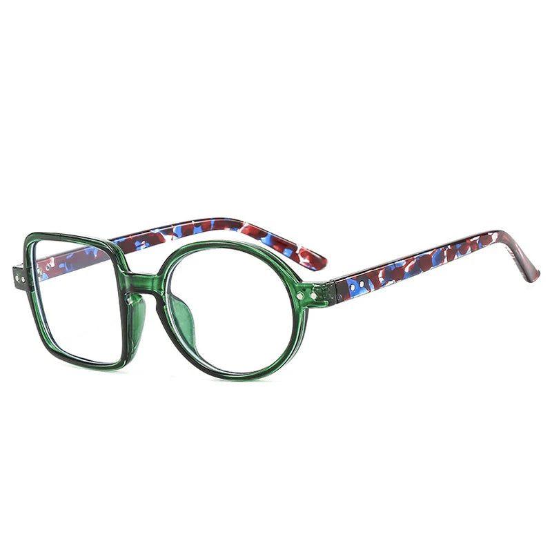 Stylish Asymmetric Frame Retro Square Round Glasses with Clear Lenses and Spring Hinge - Lucid Fantasy 