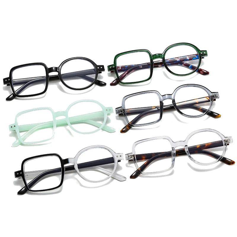 Stylish Asymmetric Frame Retro Square Round Glasses with Clear Lenses and Spring Hinge - Lucid Fantasy 