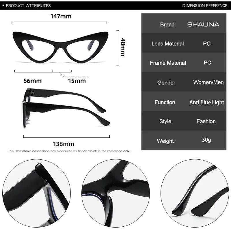 Stylish Cat Eye Anti-Blue Light Glasses with Spring Hinges for Eye Protection - Lucid Fantasy 