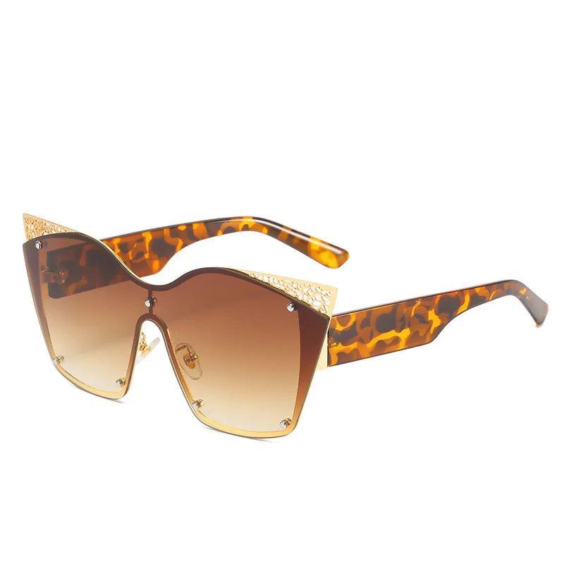 Stylish Cat Eye Oversized Sunglasses - Retro One Piece Sun Shades for Fashion Lovers - Lucid Fantasy 