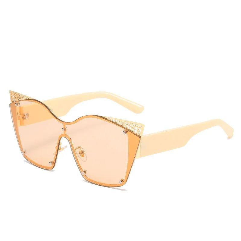 Stylish Cat Eye Oversized Sunglasses - Retro One Piece Sun Shades for Fashion Lovers - Lucid Fantasy 