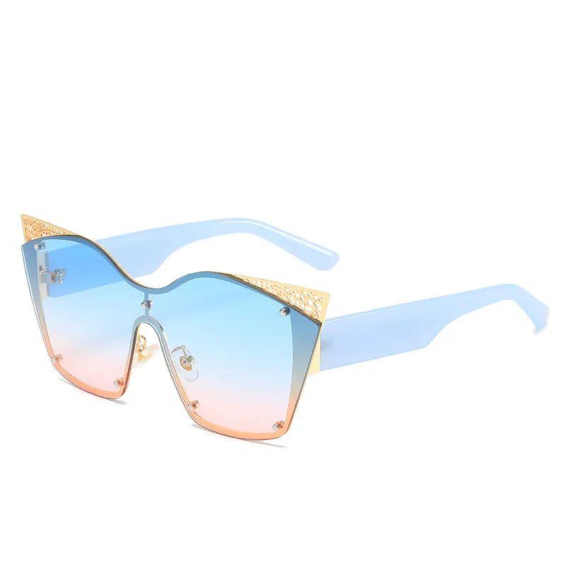 Stylish Cat Eye Oversized Sunglasses - Retro One Piece Sun Shades for Fashion Lovers - Lucid Fantasy 