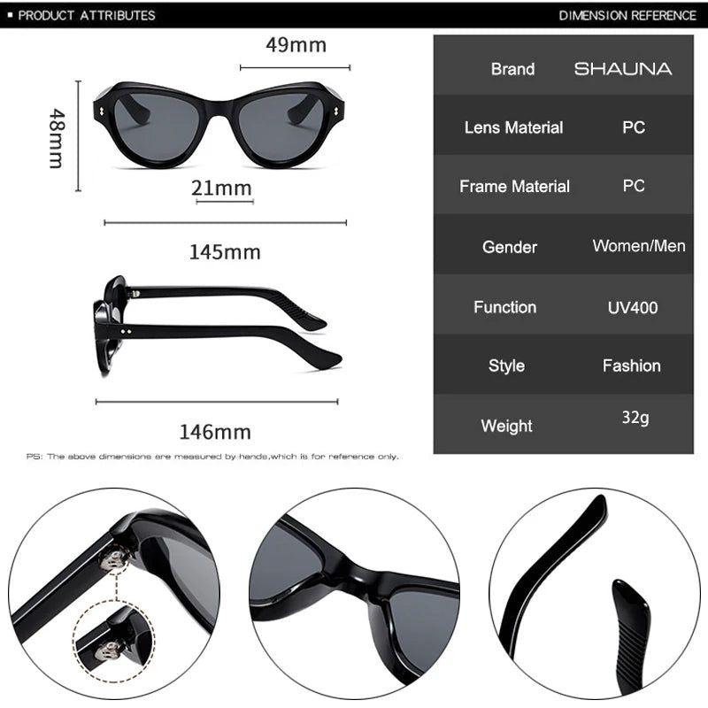 Stylish Cat Eye Rivet Sunglasses with UV400 Protection - Chic Fashion Shades - Lucid Fantasy 