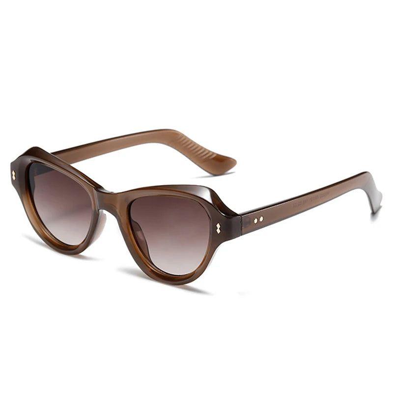 Stylish Cat Eye Rivet Sunglasses with UV400 Protection - Chic Fashion Shades - Lucid Fantasy 