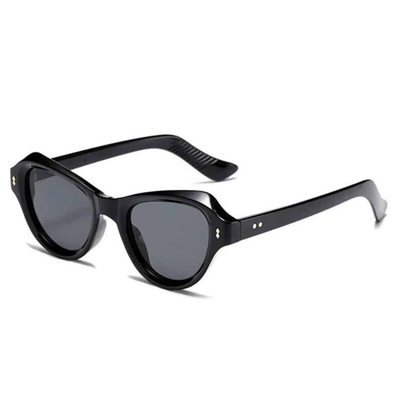 Stylish Cat Eye Rivet Sunglasses with UV400 Protection - Chic Fashion Shades - Lucid Fantasy 