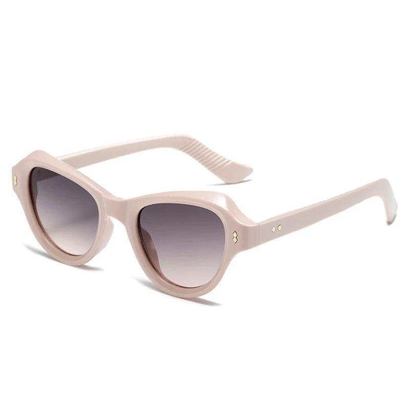 Stylish Cat Eye Rivet Sunglasses with UV400 Protection - Chic Fashion Shades - Lucid Fantasy 