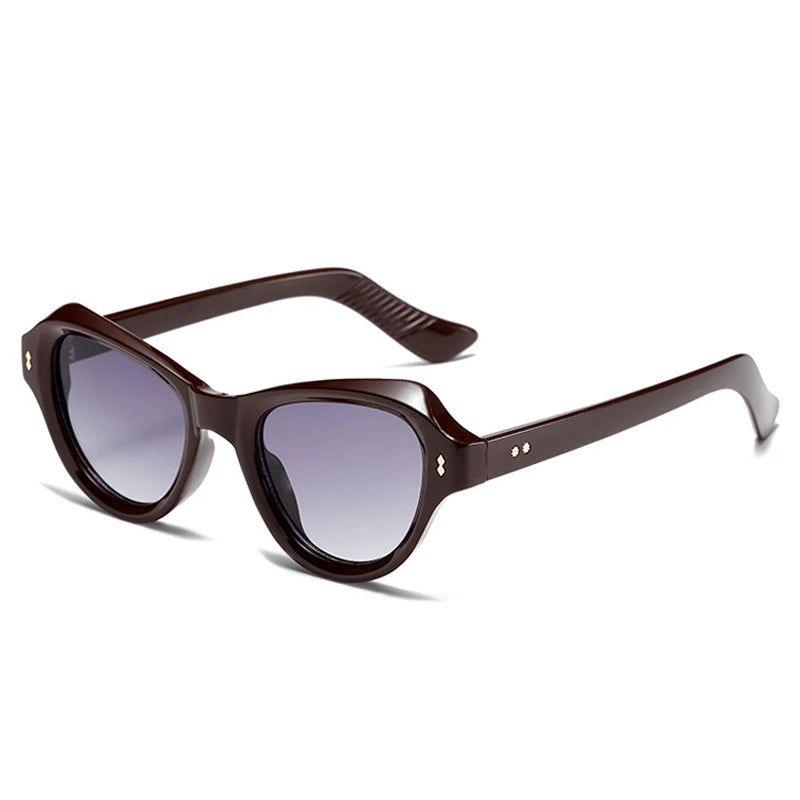 Stylish Cat Eye Rivet Sunglasses with UV400 Protection - Chic Fashion Shades - Lucid Fantasy 