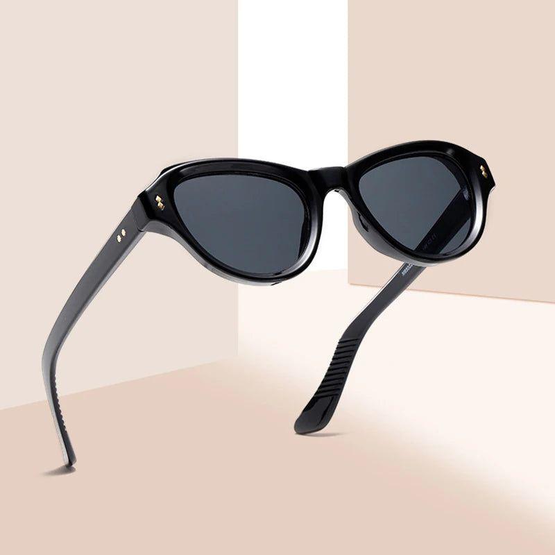 Stylish Cat Eye Rivet Sunglasses with UV400 Protection - Chic Fashion Shades - Lucid Fantasy 