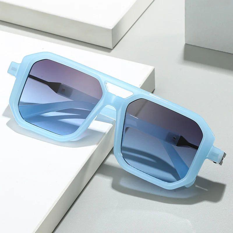 Stylish Double Bridge Gradient Sunglasses with UV400 Protection - Stylish Polygon Shades - Lucid Fantasy 