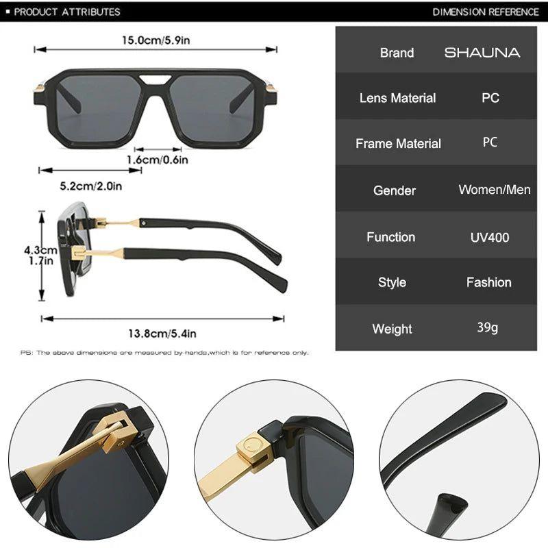 Stylish Double Bridge Gradient Sunglasses with UV400 Protection - Stylish Polygon Shades - Lucid Fantasy 