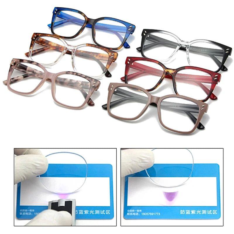 Stylish Double-Tone Square Spectacles with Anti-Blue Light Technology and Gradient Design - Lucid Fantasy 