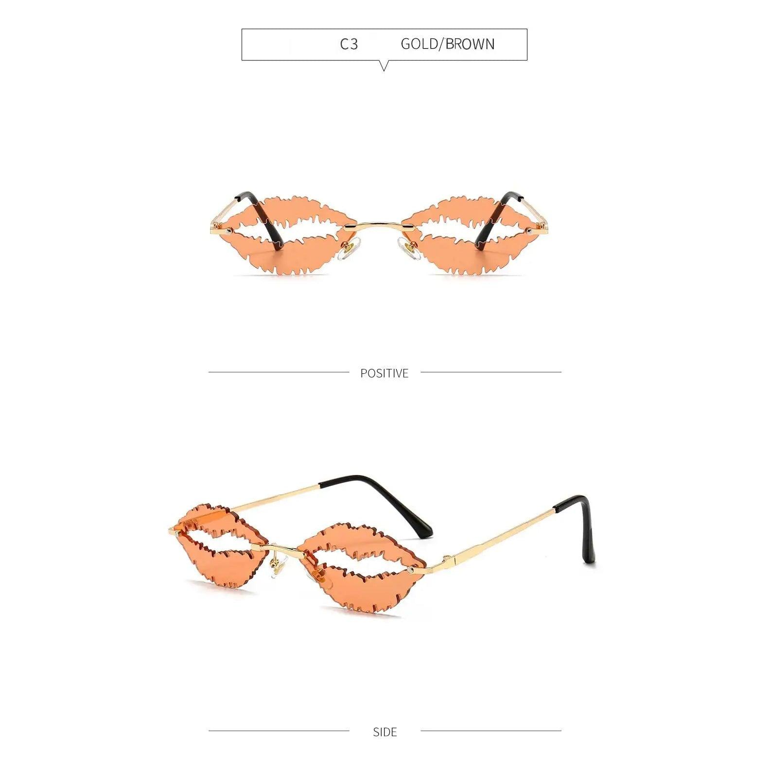 Stylish Gradient Lip Design Rimless Oval Sunglasses with UV400 Protection in Candy Colors - Lucid Fantasy 