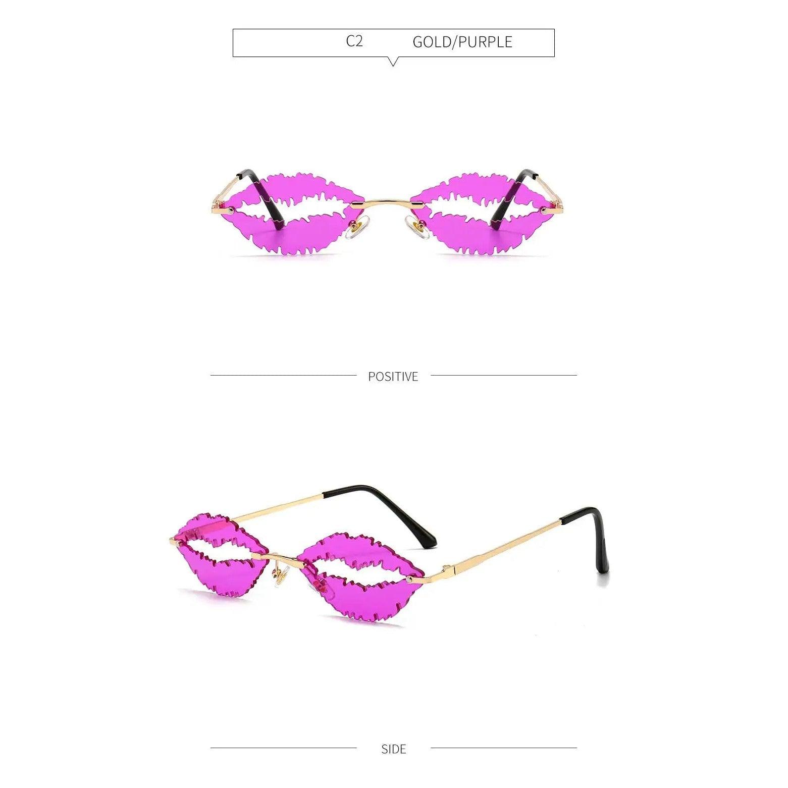 Stylish Gradient Lip Design Rimless Oval Sunglasses with UV400 Protection in Candy Colors - Lucid Fantasy 