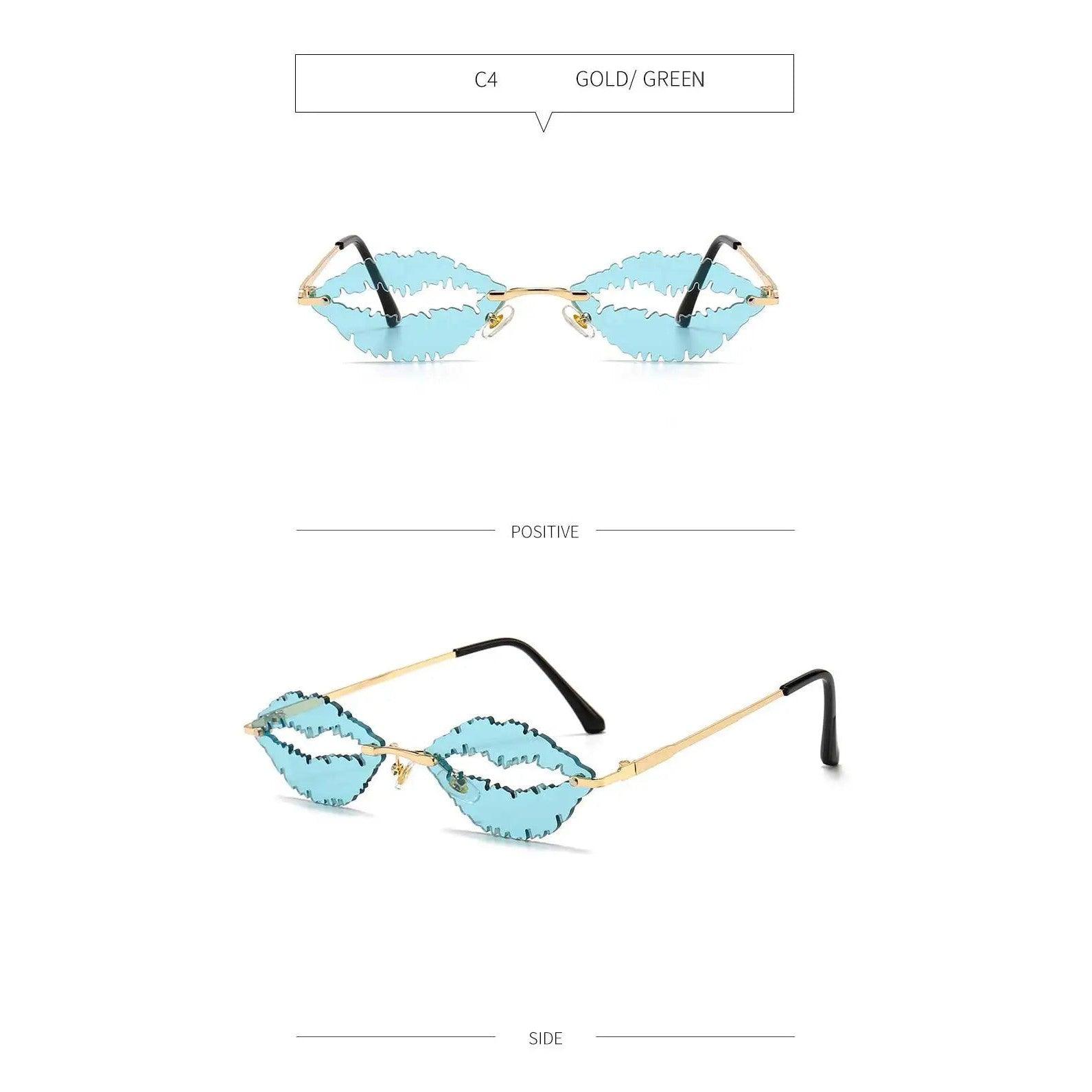 Stylish Gradient Lip Design Rimless Oval Sunglasses with UV400 Protection in Candy Colors - Lucid Fantasy 