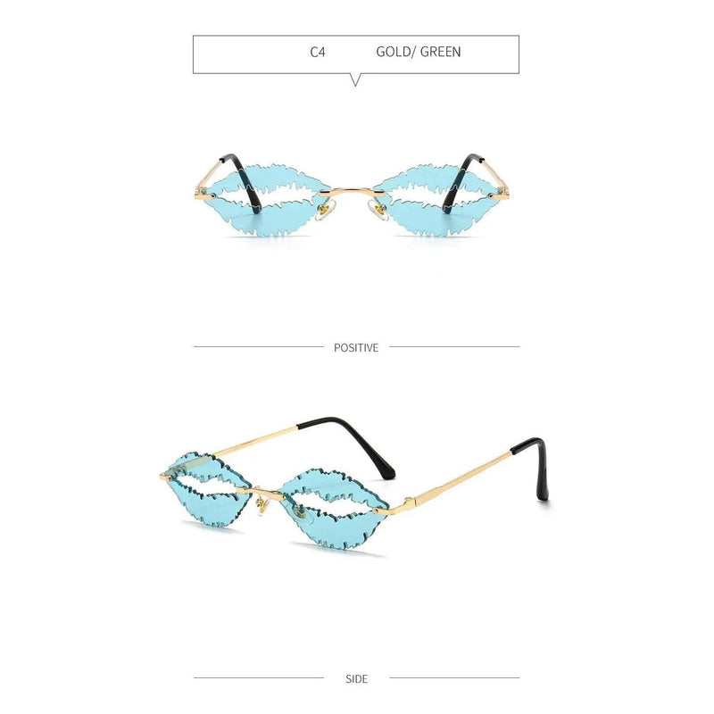 Stylish Gradient Lip Design Rimless Oval Sunglasses with UV400 Protection in Candy Colors - Lucid Fantasy 