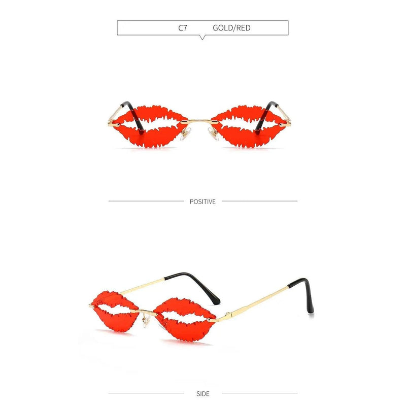 Stylish Gradient Lip Design Rimless Oval Sunglasses with UV400 Protection in Candy Colors - Lucid Fantasy 