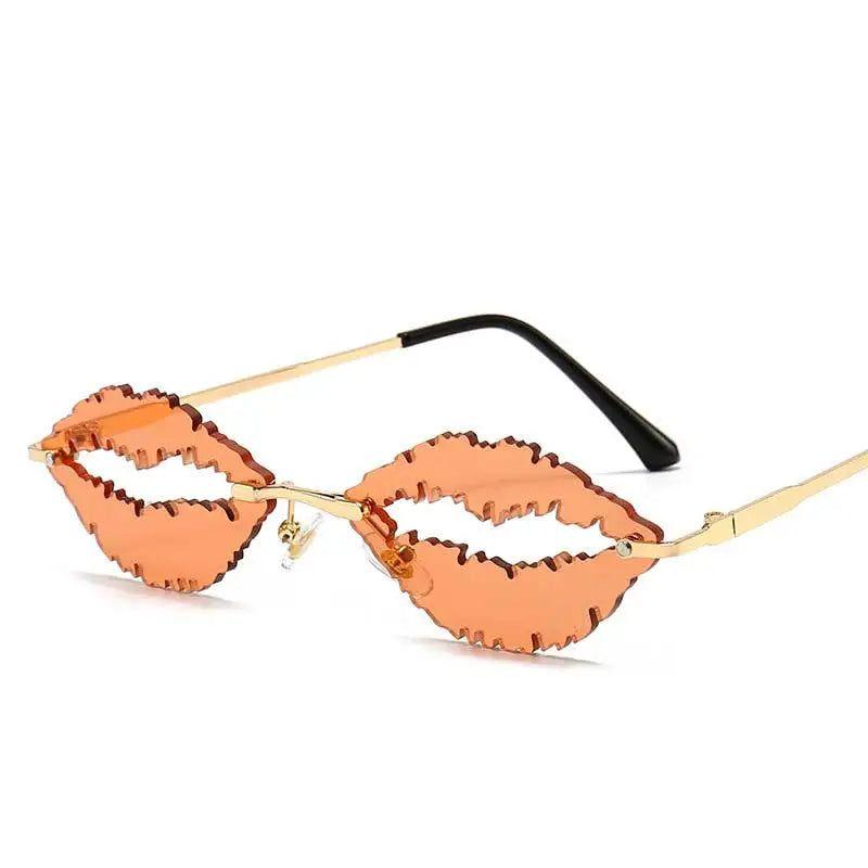 Stylish Gradient Lip Design Rimless Oval Sunglasses with UV400 Protection in Candy Colors - Lucid Fantasy 