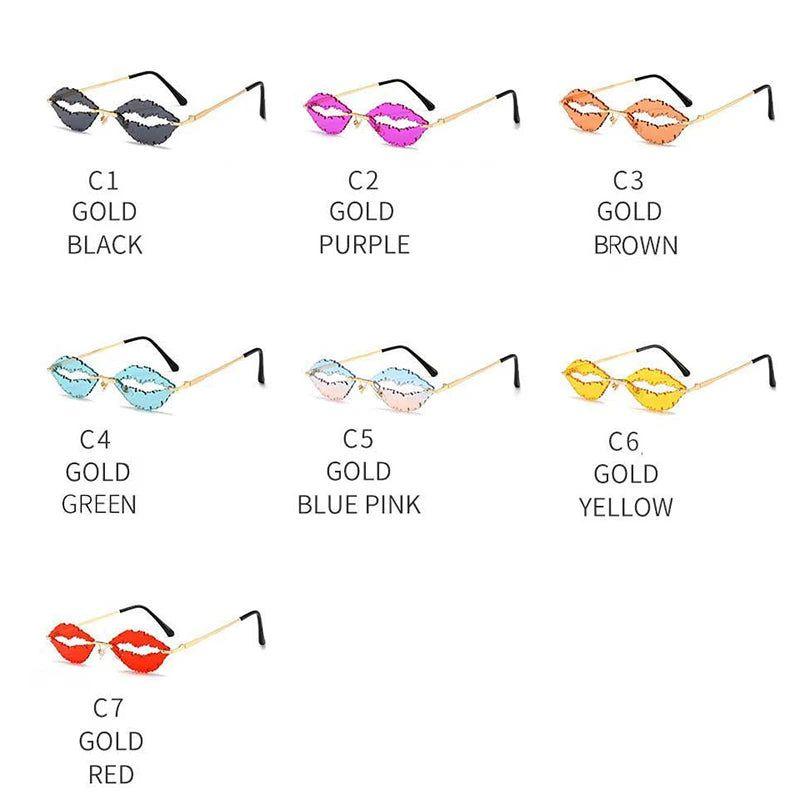 Stylish Gradient Lip Design Rimless Oval Sunglasses with UV400 Protection in Candy Colors - Lucid Fantasy 