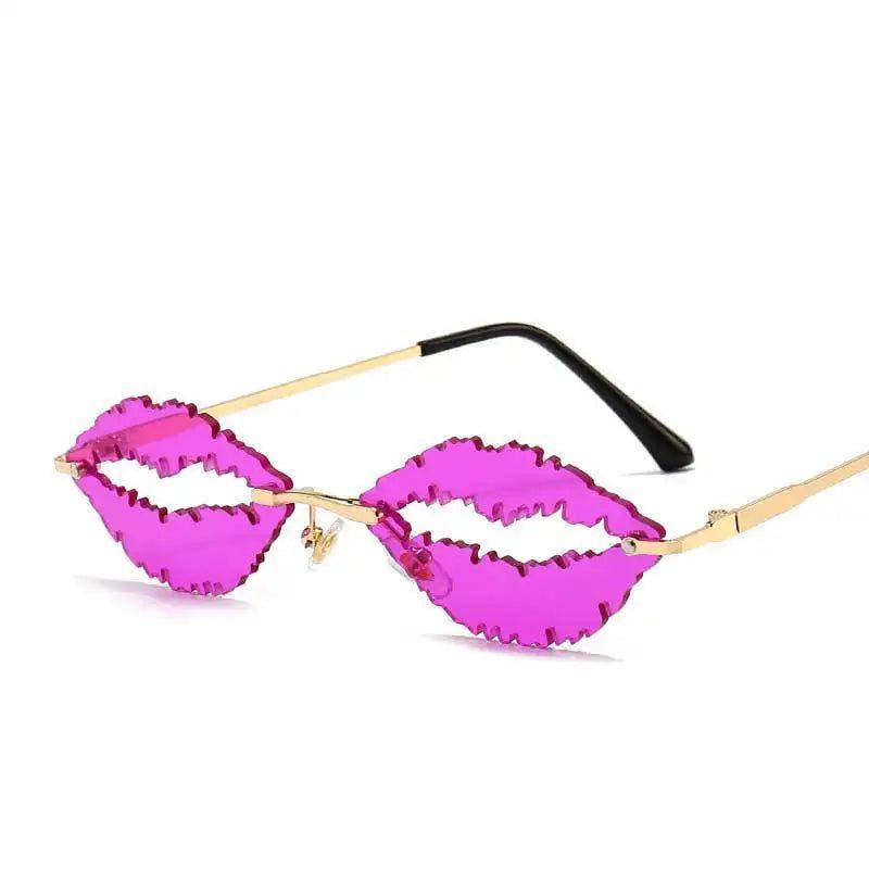 Stylish Gradient Lip Design Rimless Oval Sunglasses with UV400 Protection in Candy Colors - Lucid Fantasy 