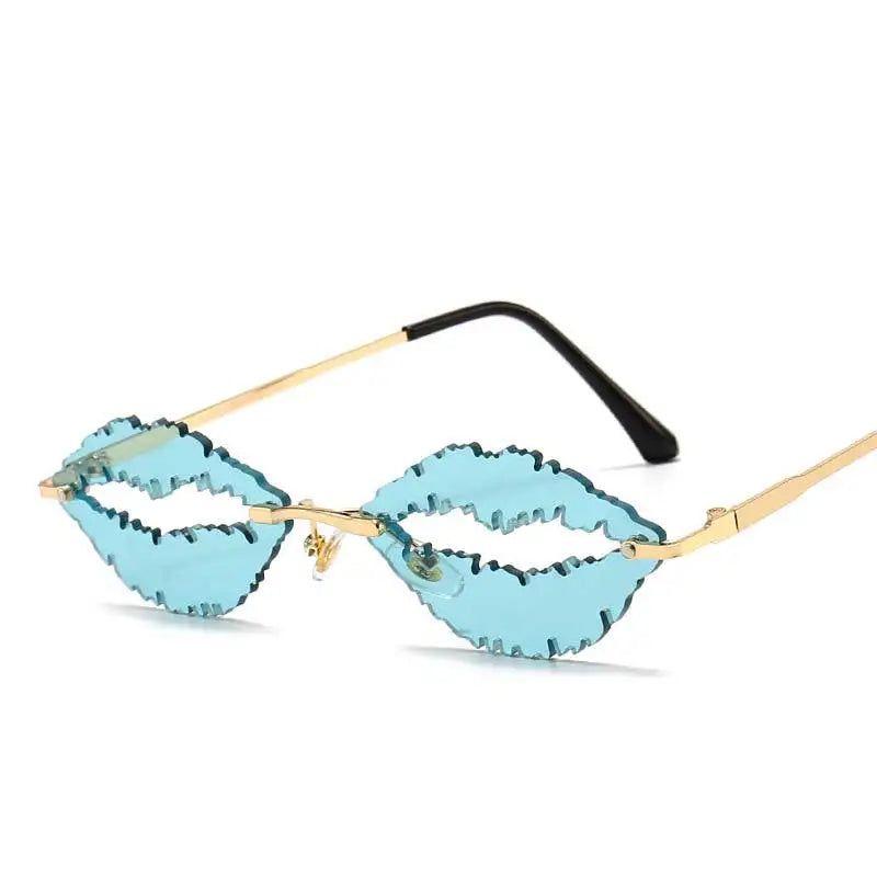 Stylish Gradient Lip Design Rimless Oval Sunglasses with UV400 Protection in Candy Colors - Lucid Fantasy 