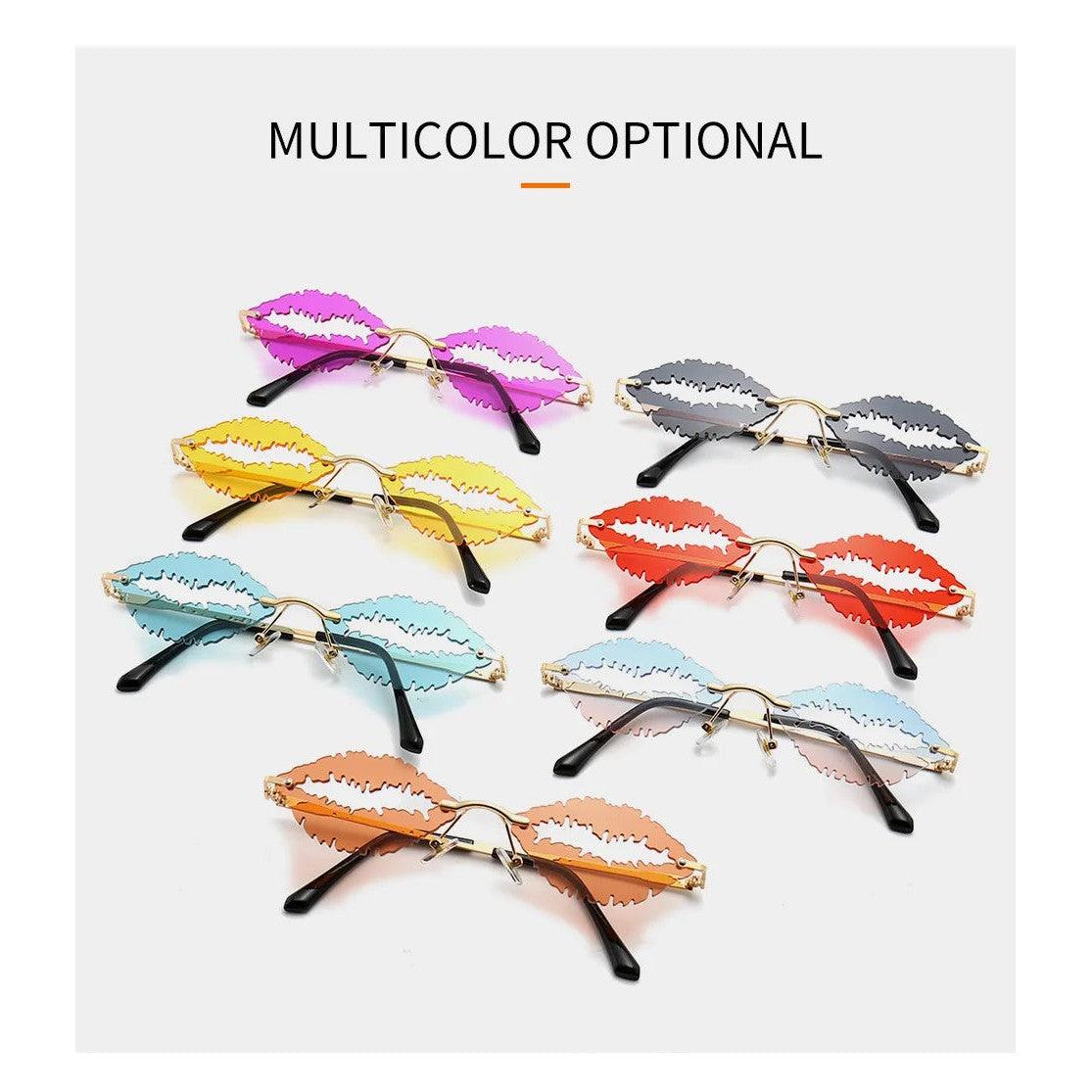 Stylish Gradient Lip Design Rimless Oval Sunglasses with UV400 Protection in Candy Colors - Lucid Fantasy 