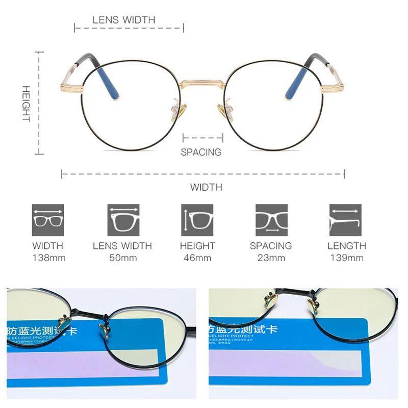 Stylish Inspired Round Metal Blue Light Blocking Glasses for Computer Use - Lucid Fantasy 