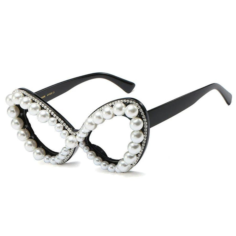 Stylish Oversized Cat Eye Sunglasses with Crystal Accents and Diamond Lenses - Lucid Fantasy 