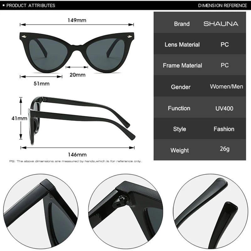 Stylish Oversized Cat Eye Sunglasses with Rivet Accents and UV400 Protection - Lucid Fantasy 