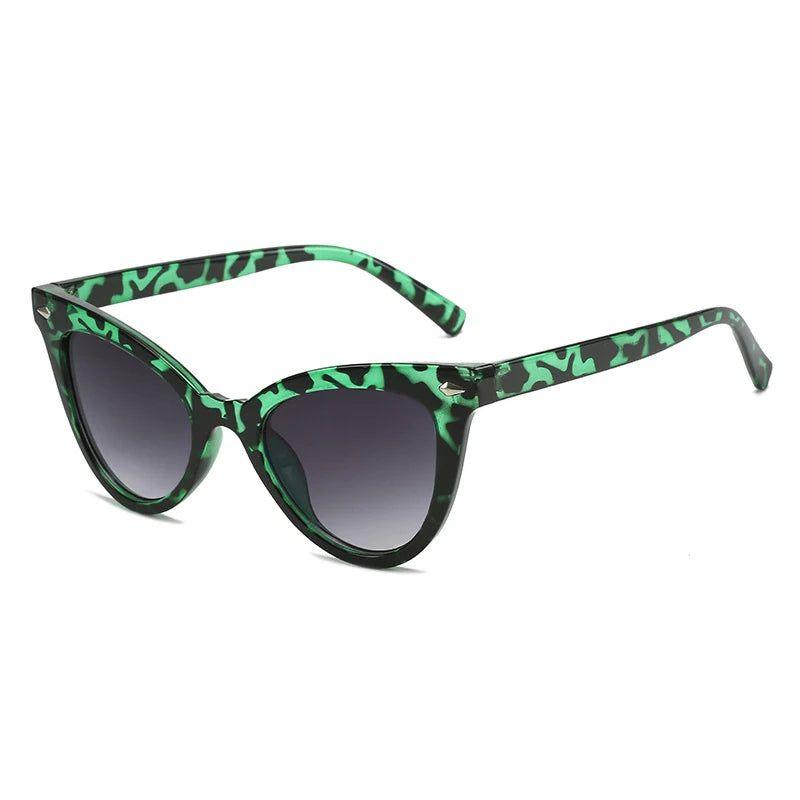 Stylish Oversized Cat Eye Sunglasses with Rivet Accents and UV400 Protection - Lucid Fantasy 