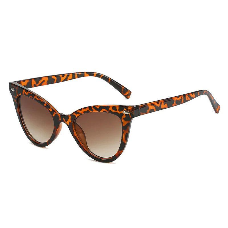 Stylish Oversized Cat Eye Sunglasses with Rivet Accents and UV400 Protection - Lucid Fantasy 