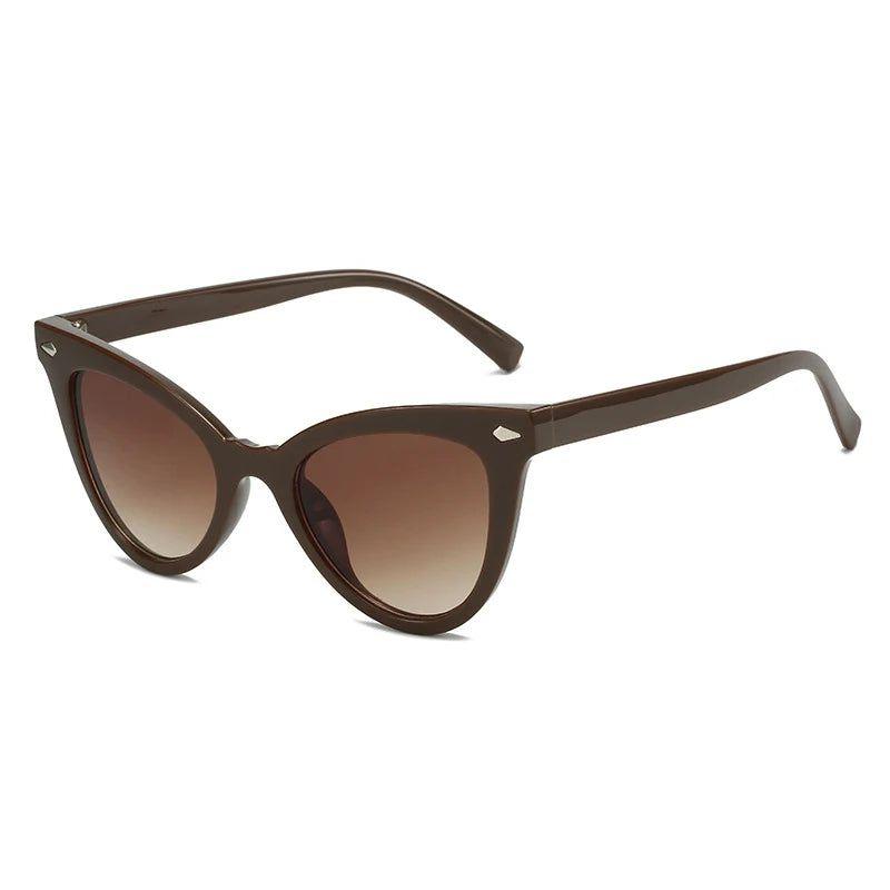 Stylish Oversized Cat Eye Sunglasses with Rivet Accents and UV400 Protection - Lucid Fantasy 