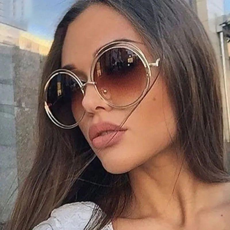 Stylish Oversized Round Fashion Sunglasses with UV400 Protection and Alloy Frame - Lucid Fantasy 