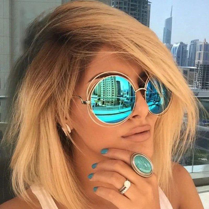 Stylish Oversized Round Fashion Sunglasses with UV400 Protection and Alloy Frame - Lucid Fantasy 