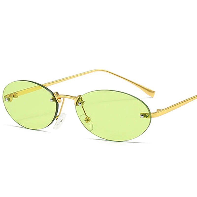 Stylish Punk Rimless Oval Sunglasses in Candy Colors with UV400 Protection - Lucid Fantasy 