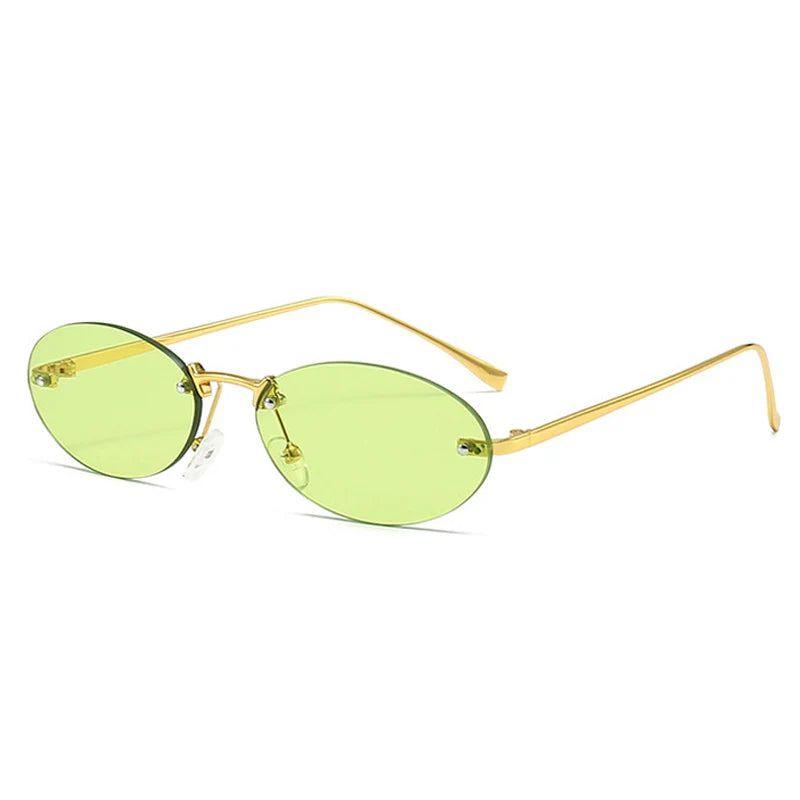 Stylish Punk Rimless Oval Sunglasses in Candy Colors with UV400 Protection - Lucid Fantasy 