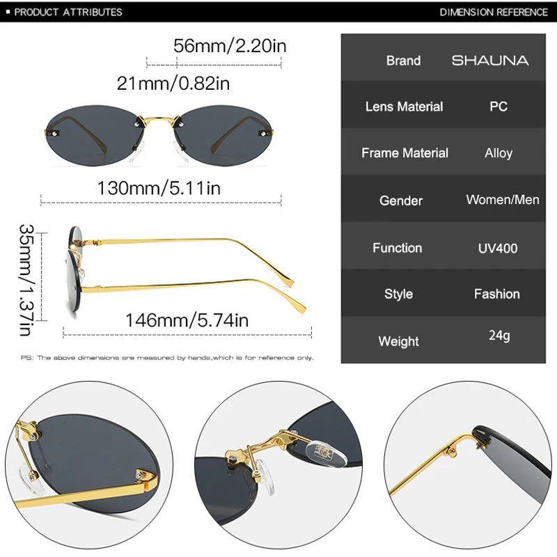 Stylish Punk Rimless Oval Sunglasses in Candy Colors with UV400 Protection - Lucid Fantasy 